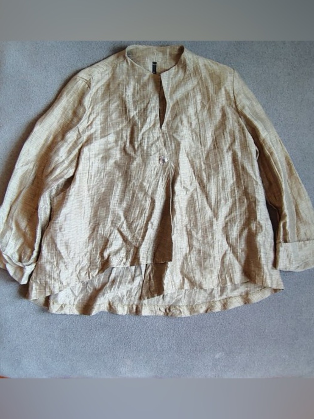 IC by Connie K Linen Blend Blazer Jacket Women XL Button Front Asymmetrical